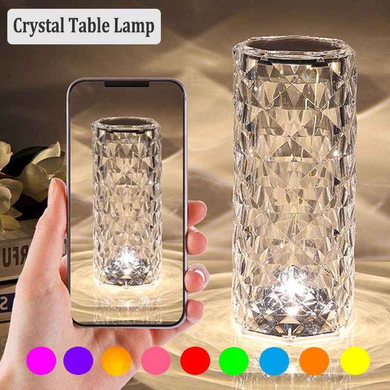 16 Colors Rose Rays Crystal Diamond Table Lamp
