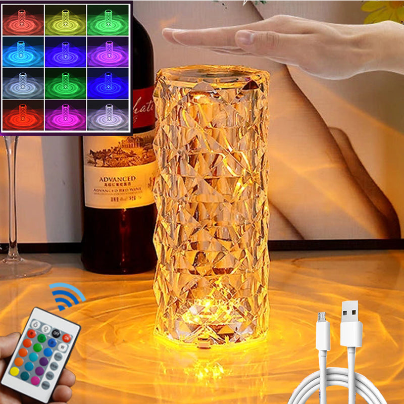 16 Colors Rose Rays Crystal Diamond Table Lamp